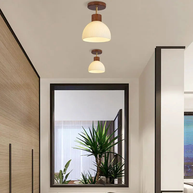 Plafonnier — LED bois verre allée couloir vestiaire balcon nordique