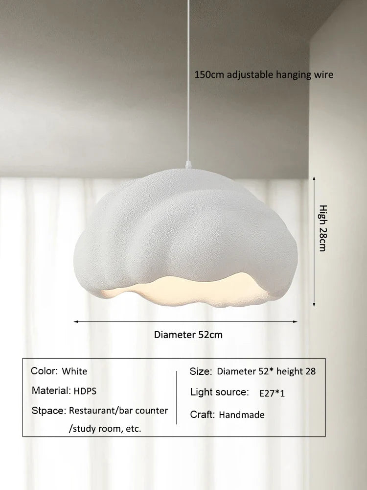 Suspension — Nordique minimaliste créatif nuage Wabi Sabi crème Style LED lustre Restaurant Bar décor à la maison lampe salle à manger lumières