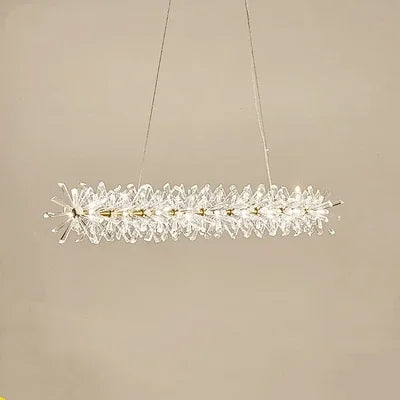 Suspension — En cristal de fleur moderne Suspension lustres LED de luxe pour salon 60 80 100 cm anneaux suspendus suspension