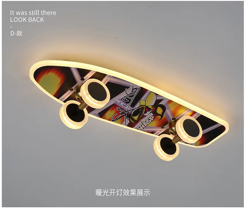 Plafonnier skateboard à intensité variable pour chambre enfant Elvire Arpège en Métal - Caractère & Élégance dans le Décor