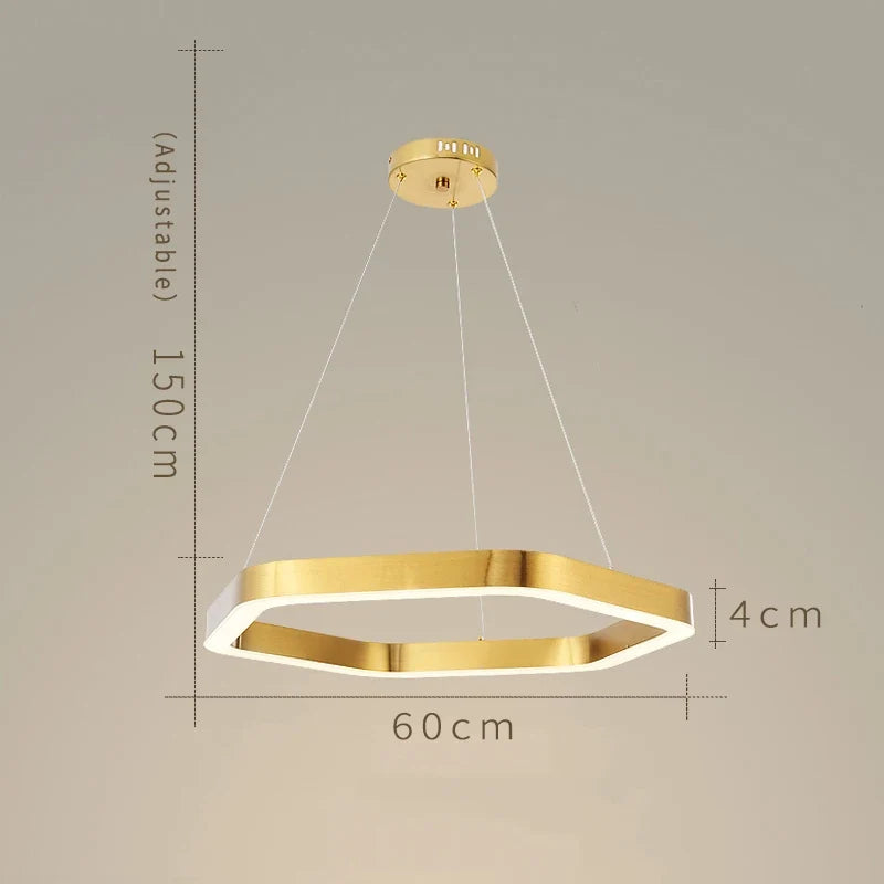 Suspension — Hexagone Design LED Lustre Moderne De Luxe En Acier Inoxydable Lampe Salon Suspension Luminaire Décor À La Maison Escalier Plafond Lustre