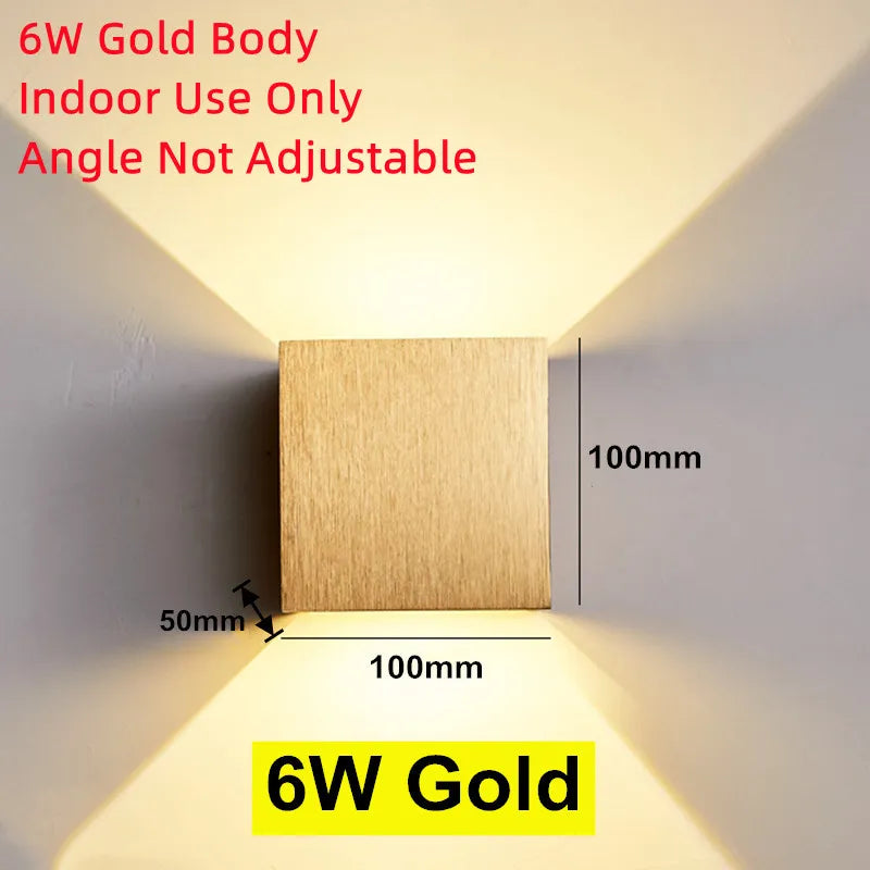 Applique murale — LED lumière extérieure étanche IP65 porche jardin applique et intérieur chambre chevet décoration éclairage lampe en aluminium doré