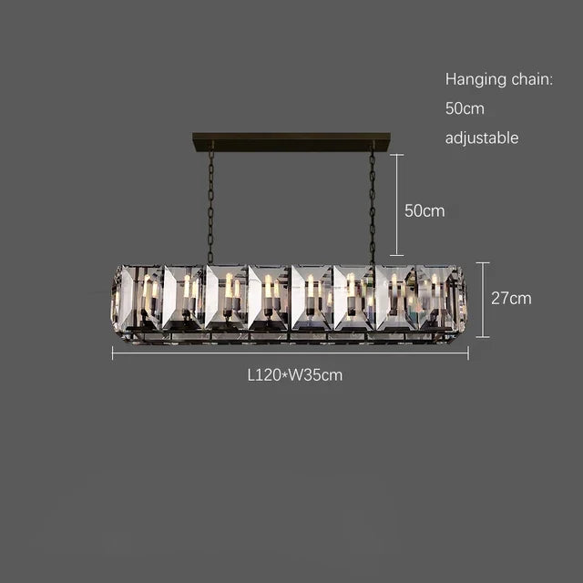Suspension — Moderne en cristal k9 suspension rectangulaire grande taille