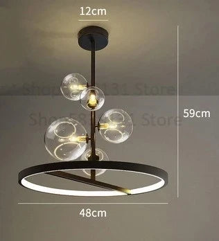 Lustre — Moderne en verre transparent avec bulles en métal