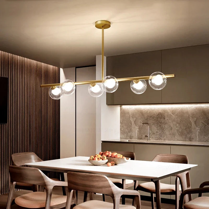 Lustre — LED moderne avec lampes à billes en verre nordique