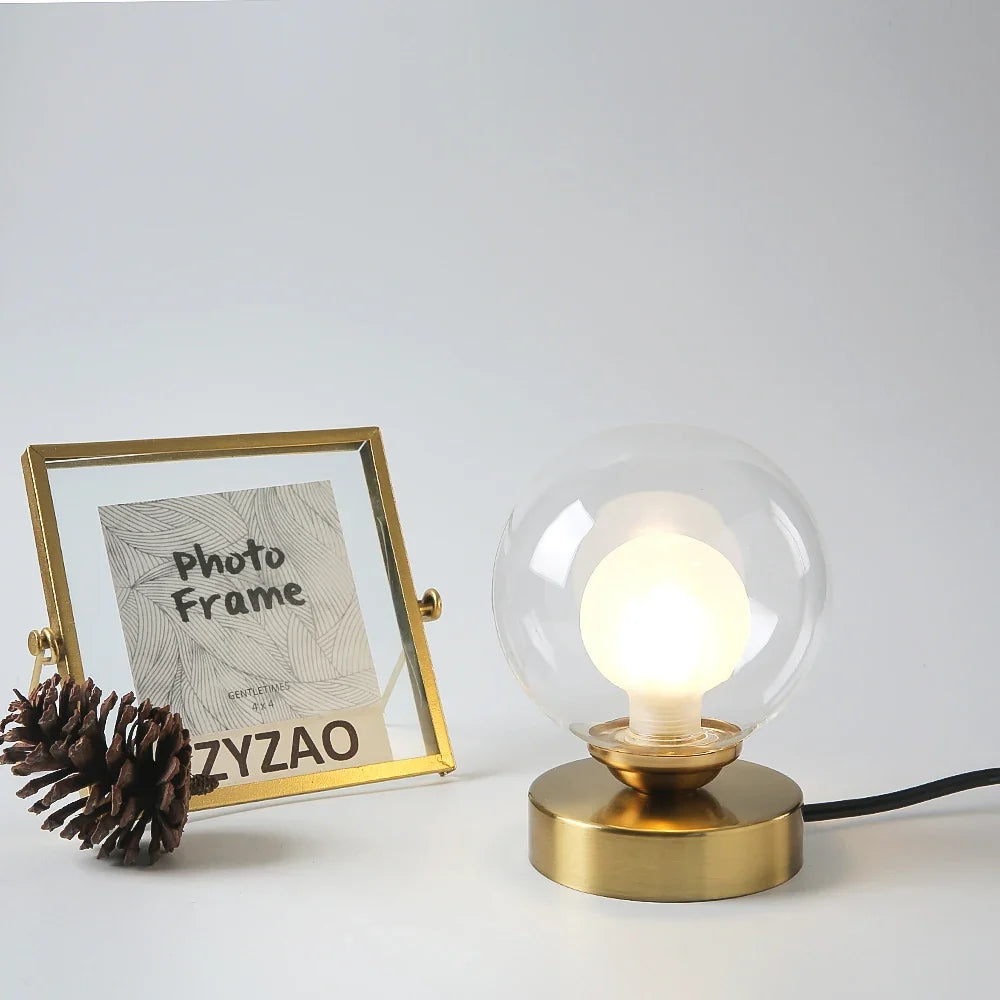 Lampe de bureau — LED lampe de lecture lampes de Table boule de verre doré de bureau
