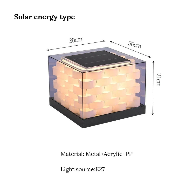 Luminaire — Pilier lumière solaire extérieure étanche pour jardin villa