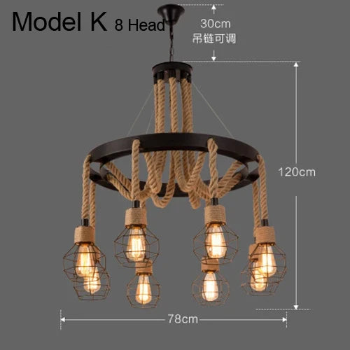 Suspension Industrielle Sacha Rivage en Corde — Tête K8 / 85V-265V