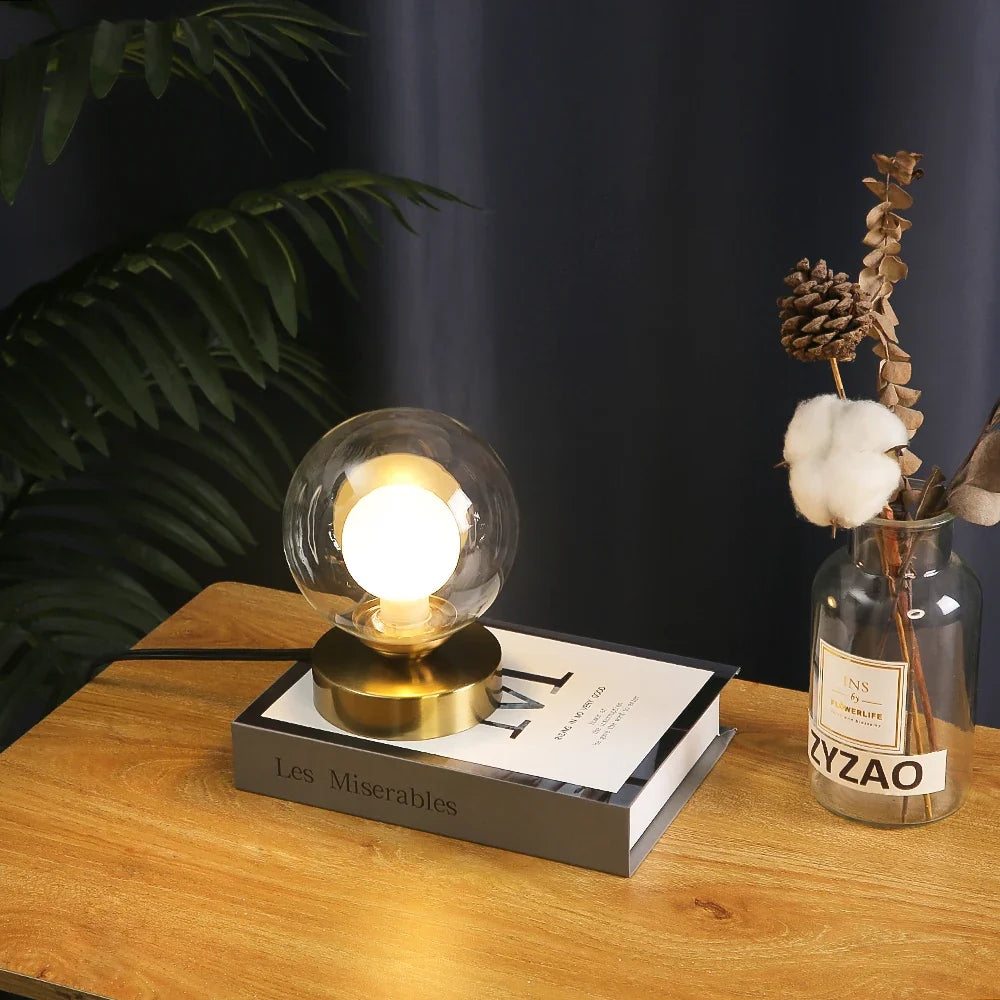 Lampe de bureau — LED lampe de lecture lampes de Table boule de verre doré de bureau