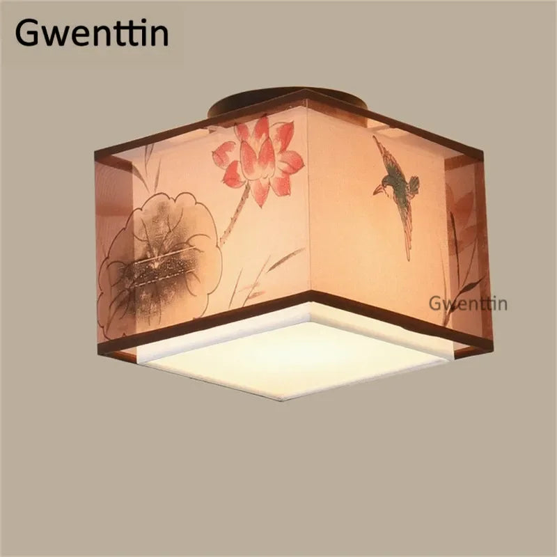 Plafonnier — Vintage en lin style chinois pour décoration intérieure