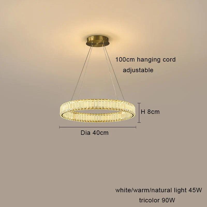 Lustre — LED en cristal fantaisie lumière suspendue moderne
