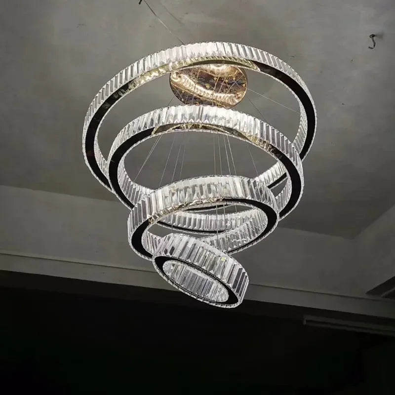 Lustre — Moderne en cristal avec anneau pour décoration intérieure