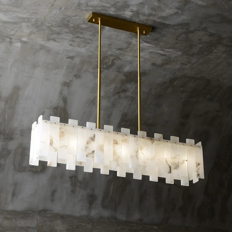 Suspension — Suspension élégant en marbre naturel LED postmoderne pour villa