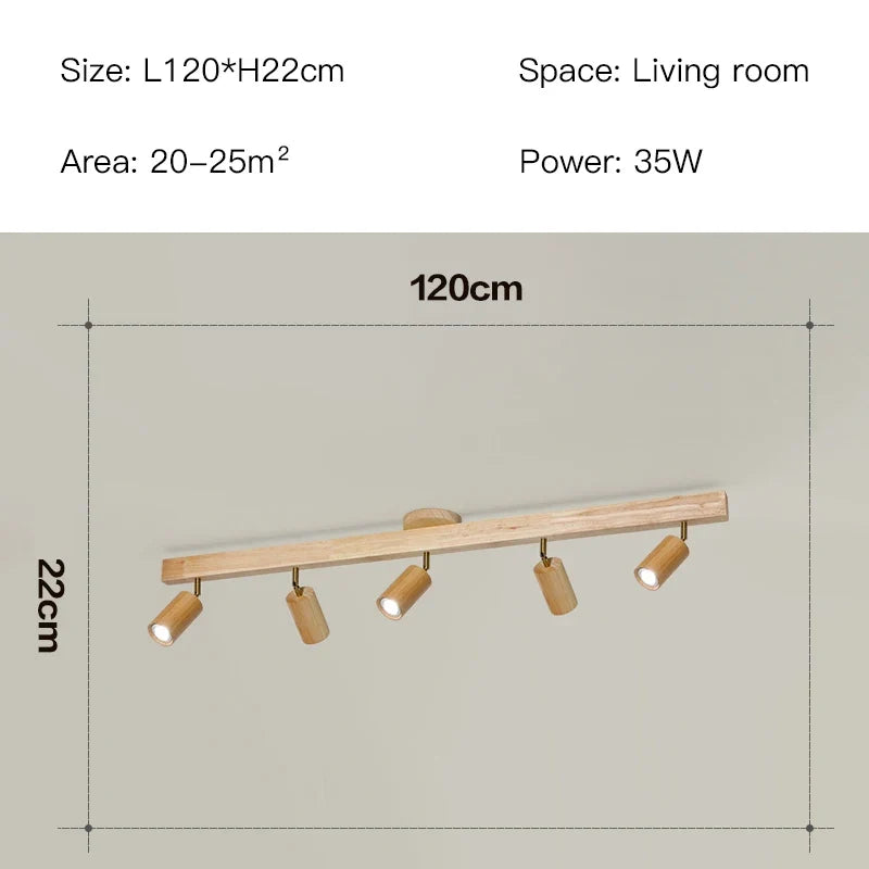 Plafonnier — LED moderne en bois pour allée chambre vestiaire toilette magasin couloir luminaire sur rail Long lustre avec projecteur