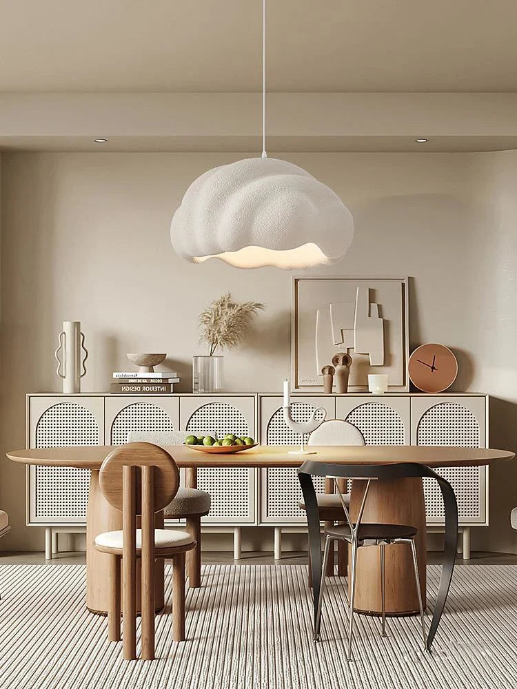Suspension — Nordique minimaliste créatif nuage Wabi Sabi crème Style LED lustre Restaurant Bar décor à la maison lampe salle à manger lumières