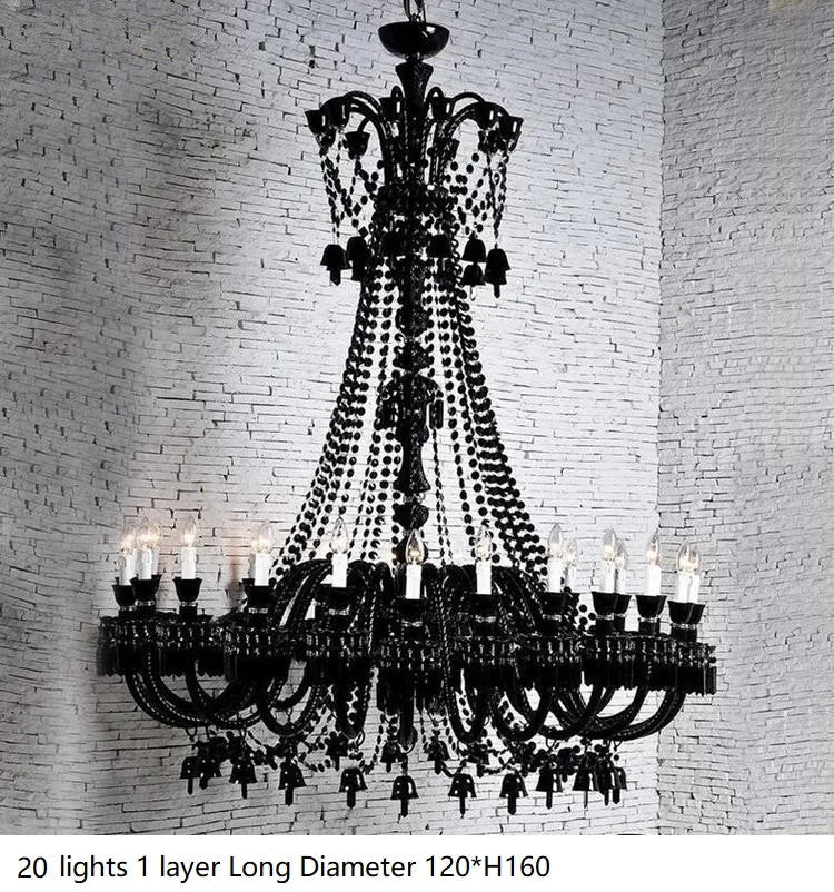 Lustre — En cristal noir européen avec lampe à bougie à LED