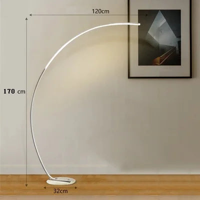 Lampadaire arc LED RVB nordique noir ou blanc avec commande à distance par application pour salon et salle à manger – Orélian Dune