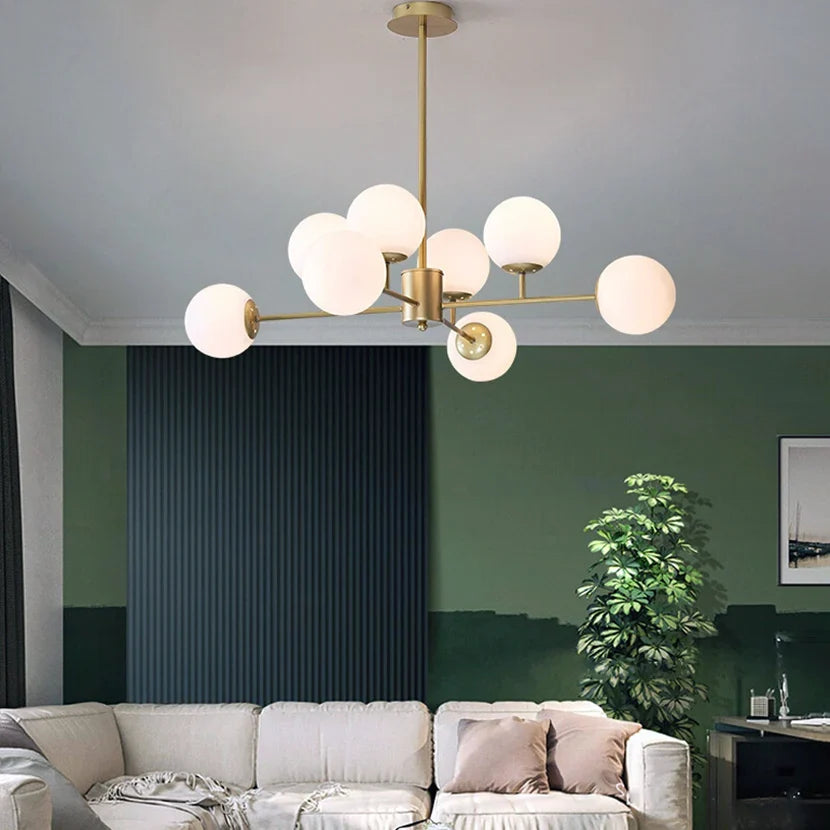 Lustre — Sandyha moderne LED lustre en verre moléculaire de luxe