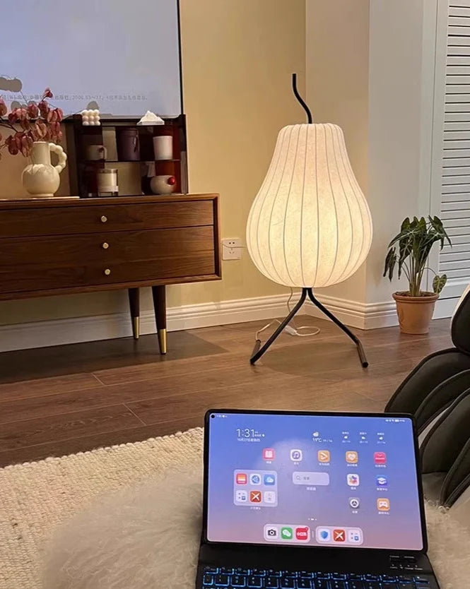 Lampe Japonaise Design Yuna Belvédère en Tissu - Une Touche Textile Raffinée