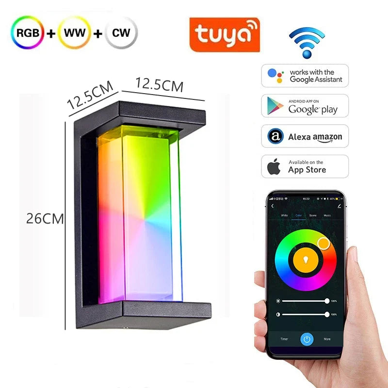 Abat-jour — LED extérieure wi-fi étanche double abat-jour aluminium acrylique