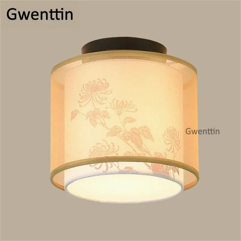 Plafonnier — Vintage en lin style chinois pour décoration intérieure