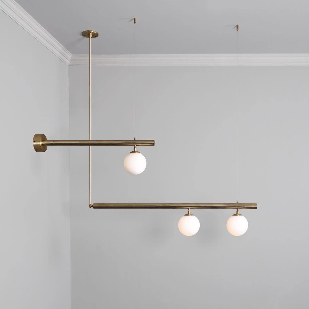 Solara Suspension en laiton linéaire satellite minimaliste - Neutralighting