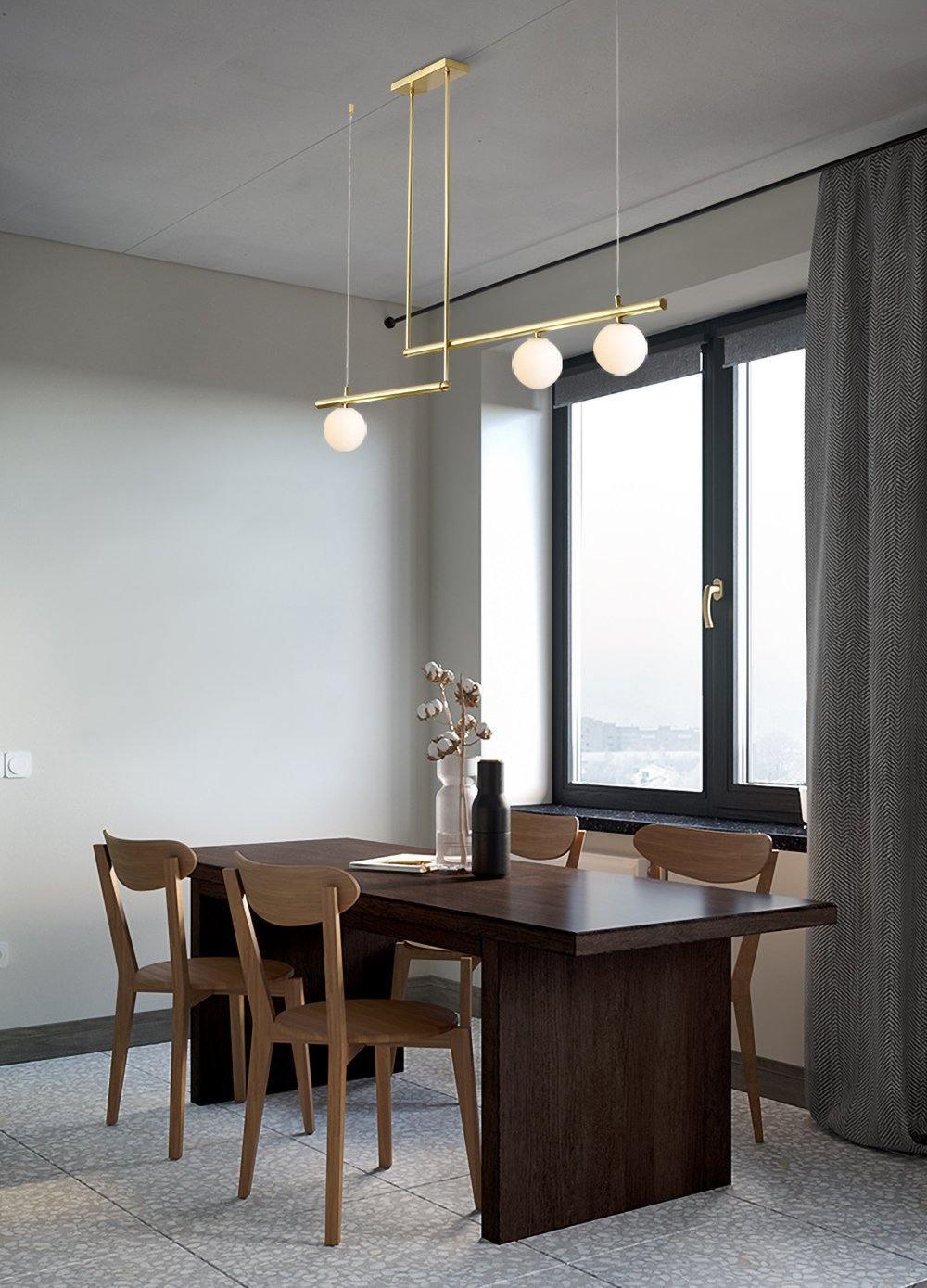 Solara Suspension en laiton linéaire satellite minimaliste - Neutralighting