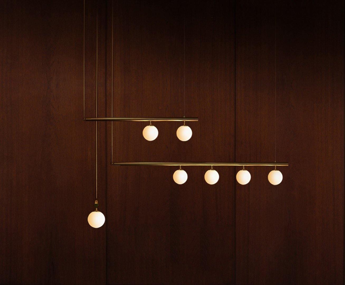 Solara Suspension en laiton linéaire satellite minimaliste - Neutralighting