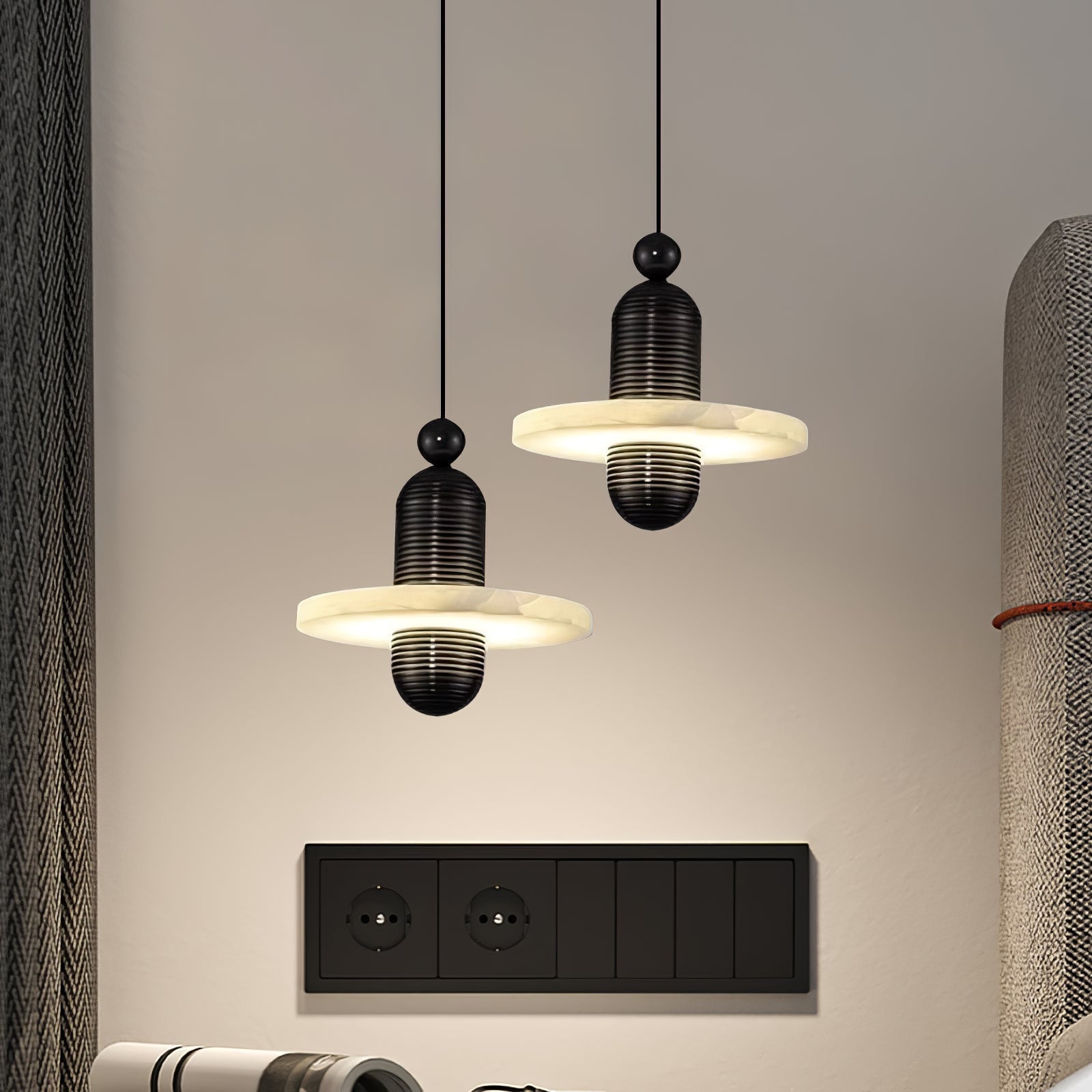 Orion Suspension Laiton Brossé Alabastre - Neutralighting