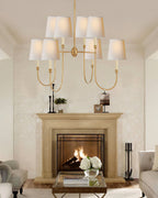 Lustra Chandelier Vendôme en Laiton avec Abat-jour Blanc - Neutralighting