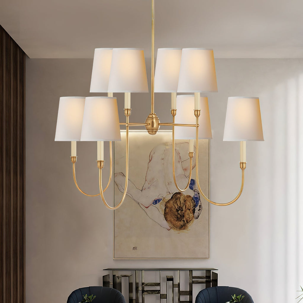 Lustra Chandelier Vendôme en Laiton avec Abat-jour Blanc - Neutralighting