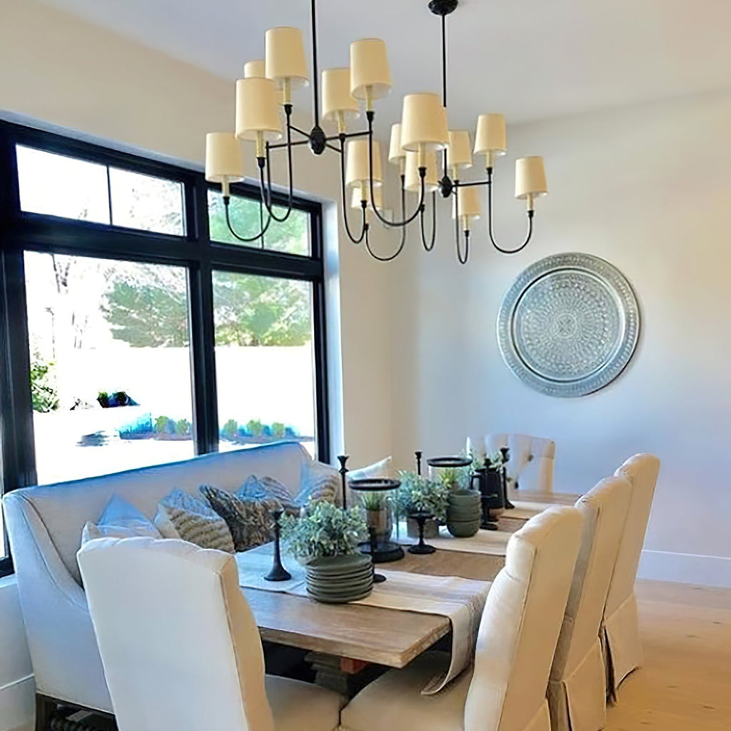 Lustra Chandelier Vendôme en Laiton avec Abat-jour Blanc - Neutralighting
