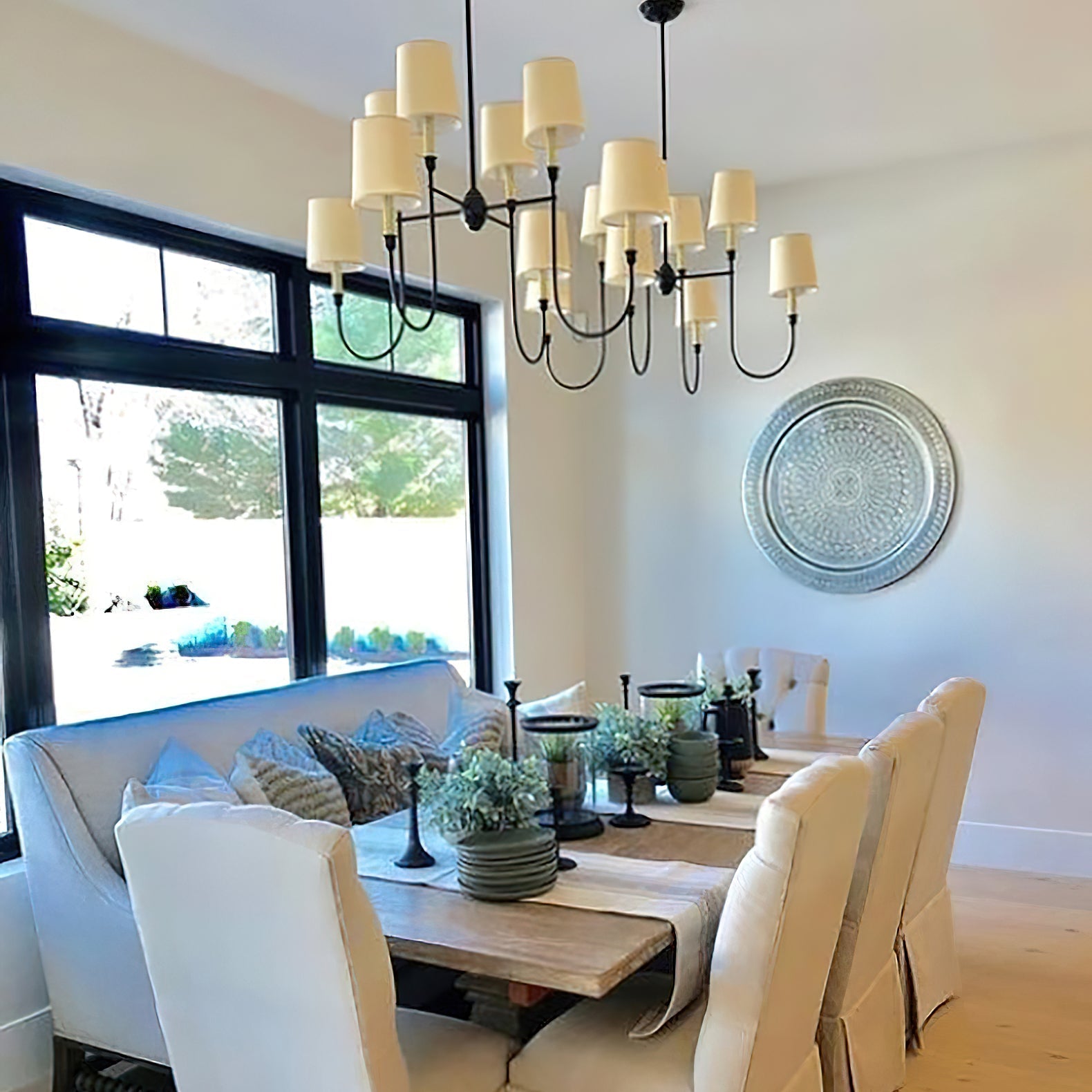 Lustra Chandelier Vendôme en Laiton avec Abat-jour Blanc - Neutralighting