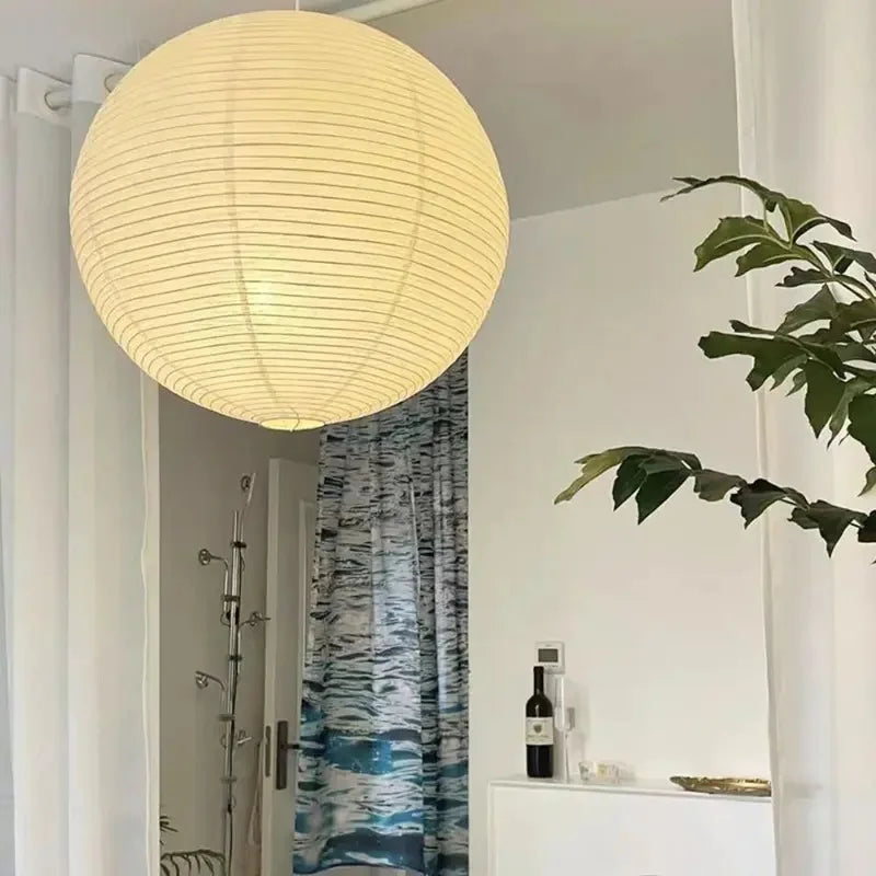 Abat-jour rond à suspendre en papier, style moderne et vintage – Orbéane