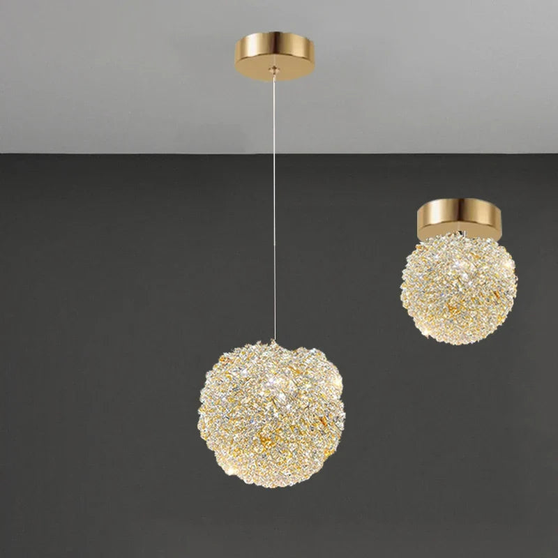 Plafonnier — Moderne en cristal clair et métal doré