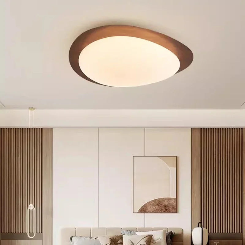 Plafonnier — LED en bois nordique acrylique avec galets noyer