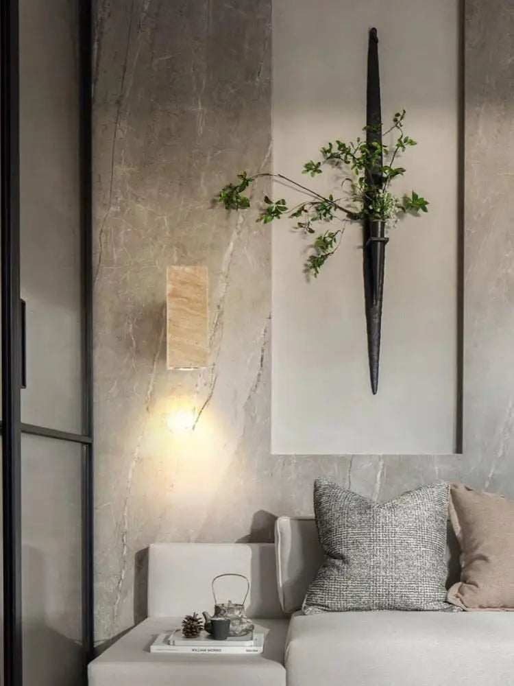 Applique murale en marbre wabi sabi à led pour décoration intérieure Noélie Clairière - Caractère Minéral & Élégance Naturelle