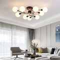 Plafonnier — Boule de verre nordique or noir pour salon chambre Hall suspension lampe décor à la maison éclairage Lustres Luminaires