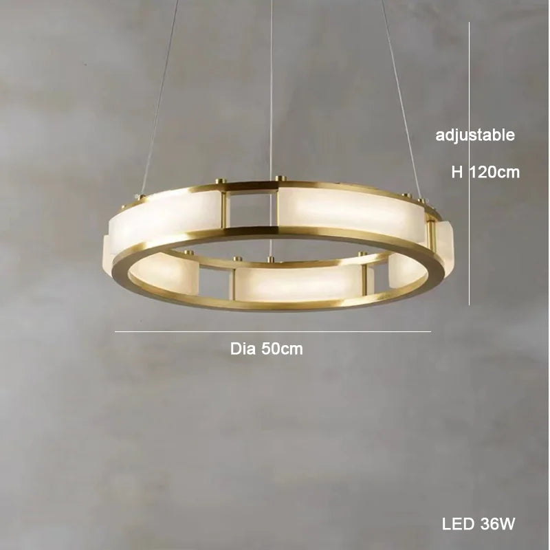 Lustre — Rond en marbre LED post-moderne à intensité réglable