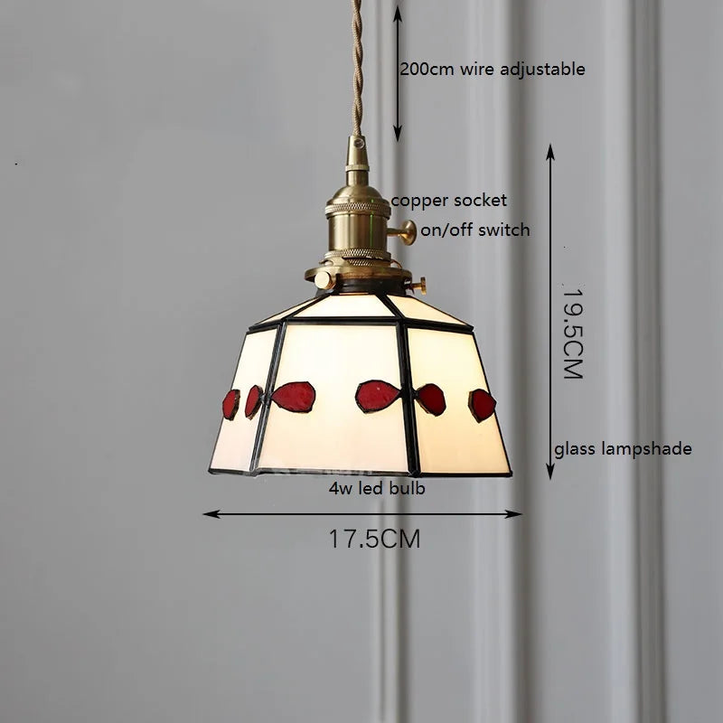 lampe à main vintage nordique avec verre coloré et cuivre