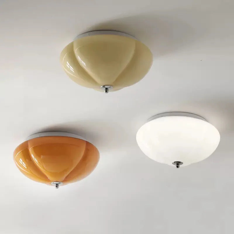 Plafonnier — Rétro LED minimaliste Orange citrouille en verre pour chambre couloir entrée salle d'étude décor à la maison