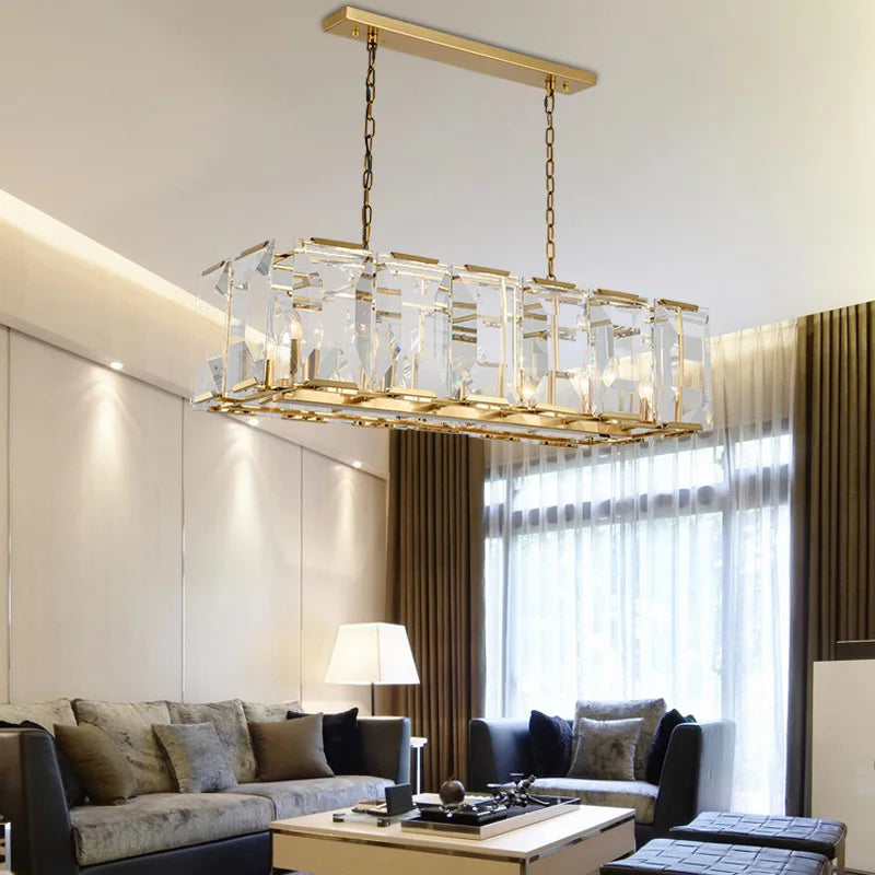Suspension — Moderne en cristal k9 suspension rectangulaire grande taille