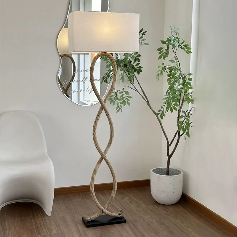 Lampadaire Wabi-sabi Zélie Rivage en Corde de Chanvre