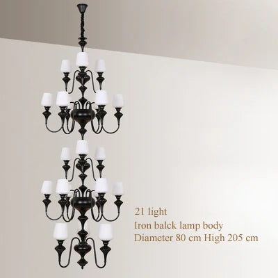 Lustre — À LED en cuivre noir pour décoration d'hôtel élégant