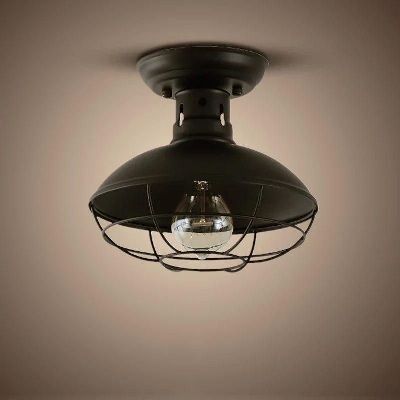Plafonnier industriel rétro américain en fer lampara techo Nella Solstice - Un Accent Industriel Élégant