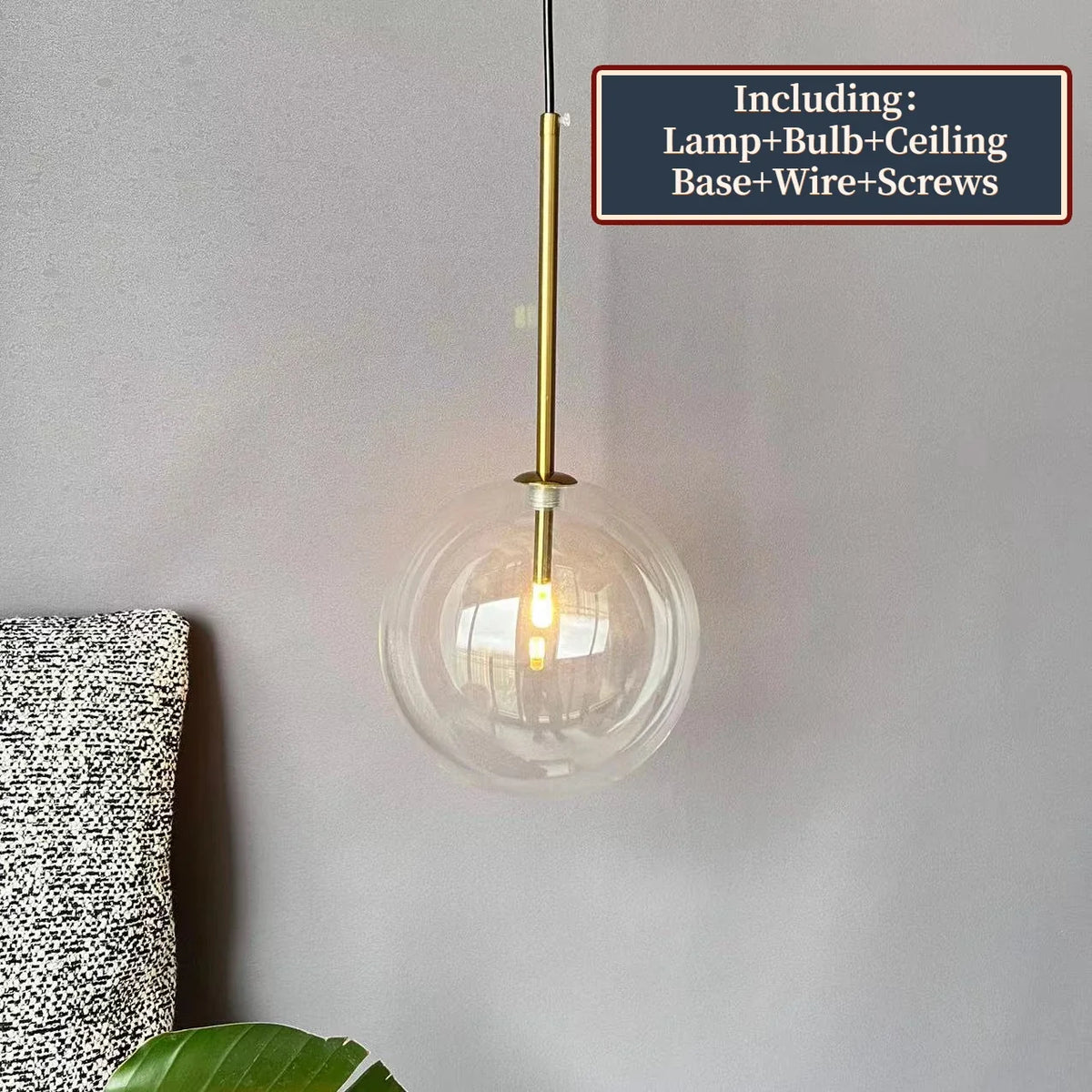 Suspension — Boule de verre suspension LED éclairage cuisine salle à manger Restaurant lampe suspendue chambre chevet plafond lustre hôtel décoration
