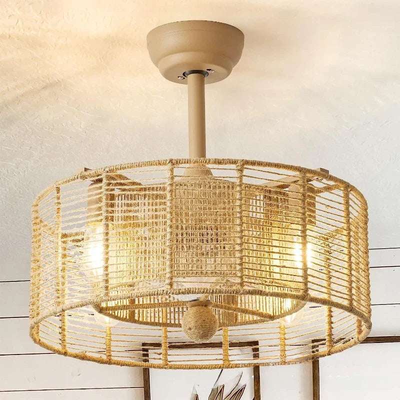 Ventilateur de plafond Naturel Madeleine Sillage en Corde — E / 220V
