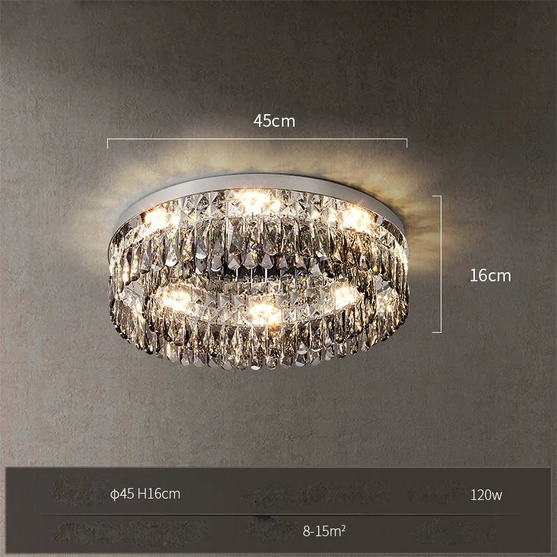 Lustre — LED dimmable rond rectangulaire en cristal
