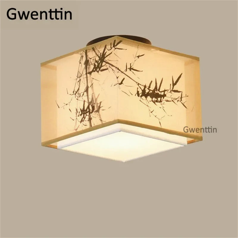 Plafonnier — Vintage en lin style chinois pour décoration intérieure