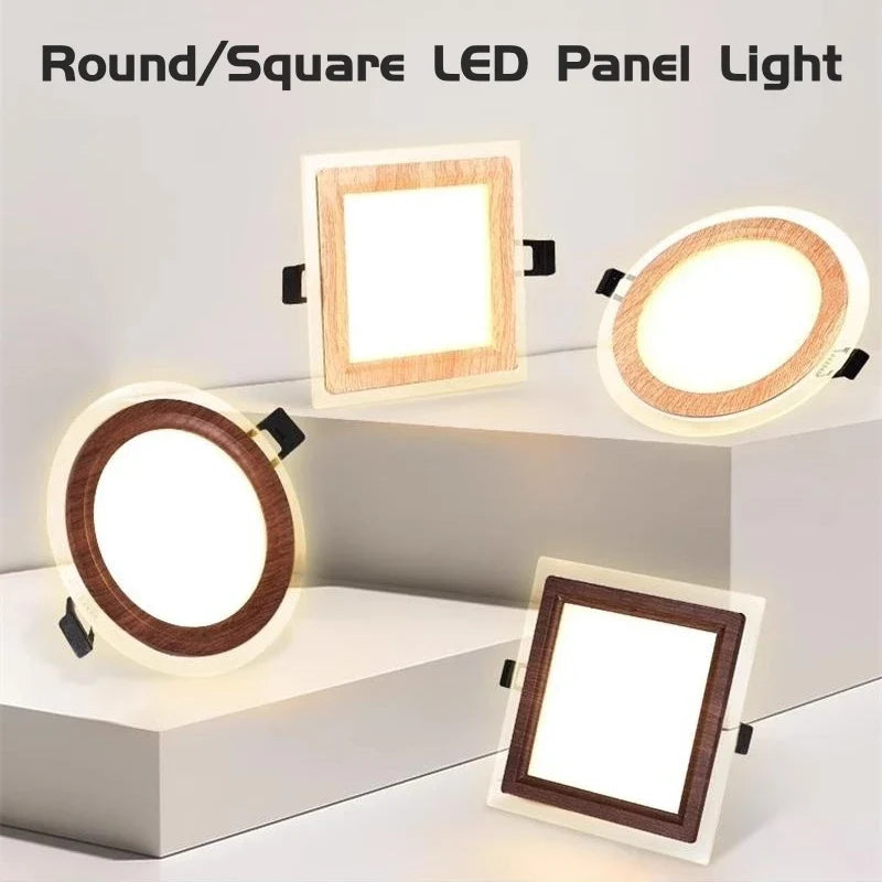 Plafonnier — LED encastré Ultra-mince en Grain de bois